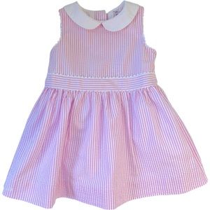 Ralph Lauren Polo Pink and White Striped Seersucker Sundress Baby Girl 6M